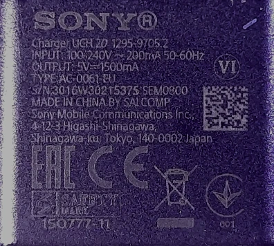 Sony UCH20 etiket